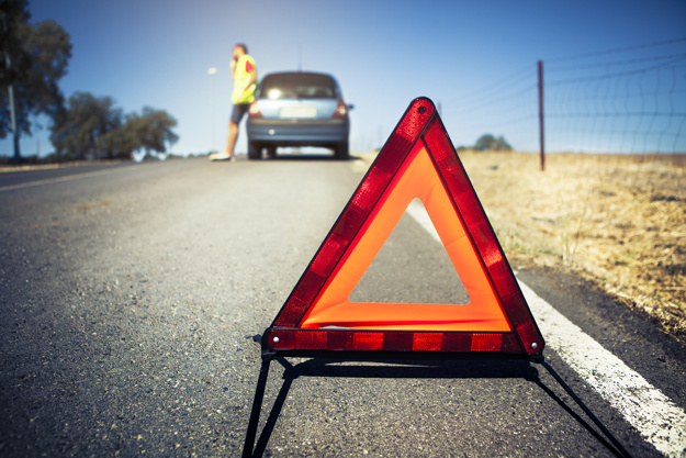 Red emergency warning triangle