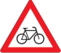 Be aware of cyclists in the area of this sign