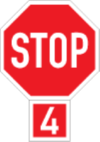 Stop and drive on when it is safe to do so in the sequence the vehicles stopped at stop line