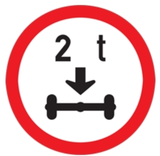 Only vehicles with an axle mass less than 2 tons may drive here