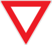 Decrease speed, give way to traffic on the road that you are approaching and proceed when safe to do so